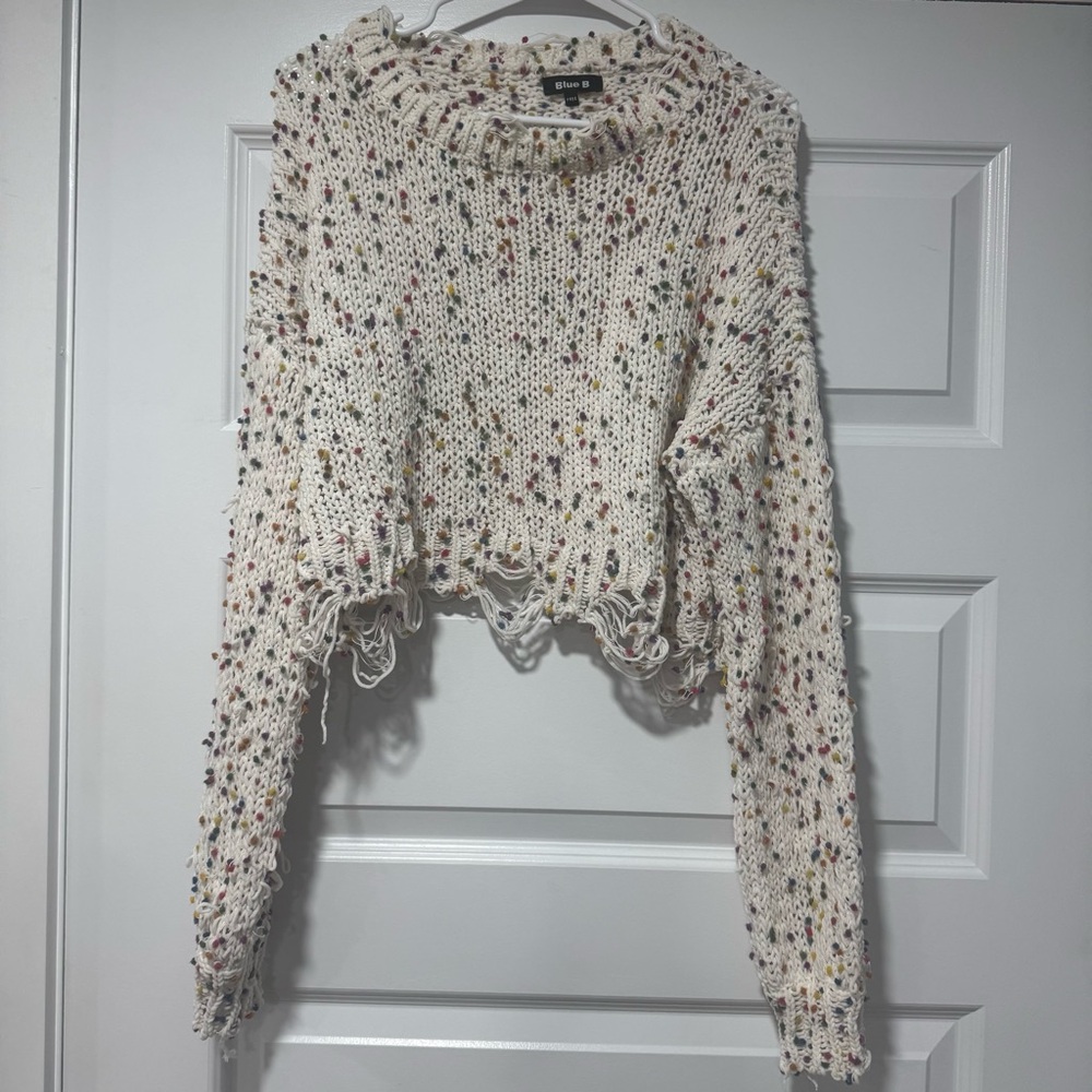 Distressed Multicolor Knit Sweater